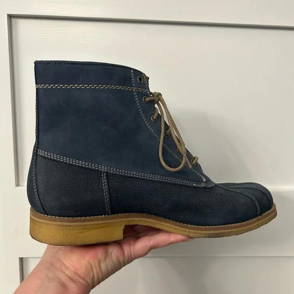 Johnston & Murphy Howell Duck Boots Navy Crepe Sole Waterproof Size 10